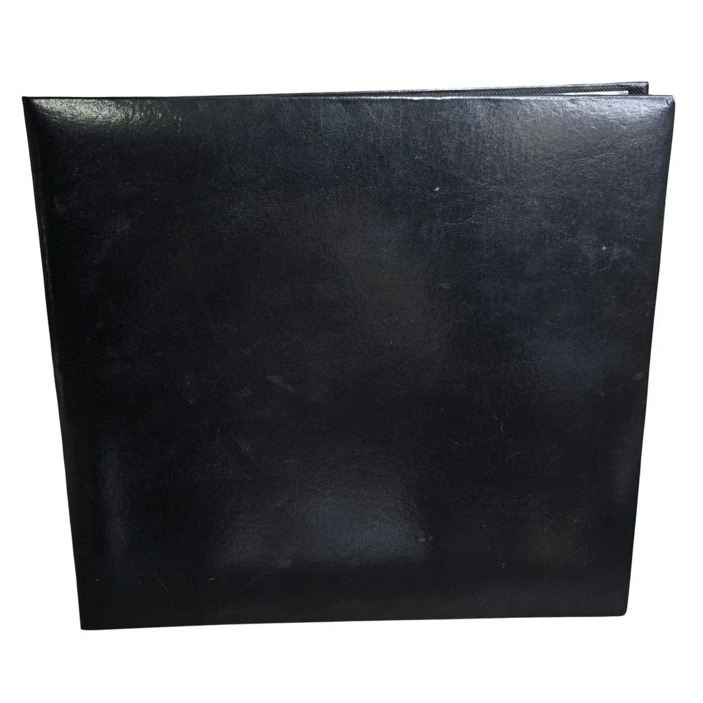 Large Black Leatherette Photo Album Portfolio Book Binder Clear Sleeves Inserts